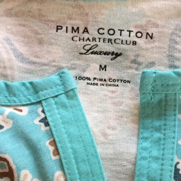 Charter Club paisley print 3/4 sleeve detailed TOP size Medium - Picture 6 of 6